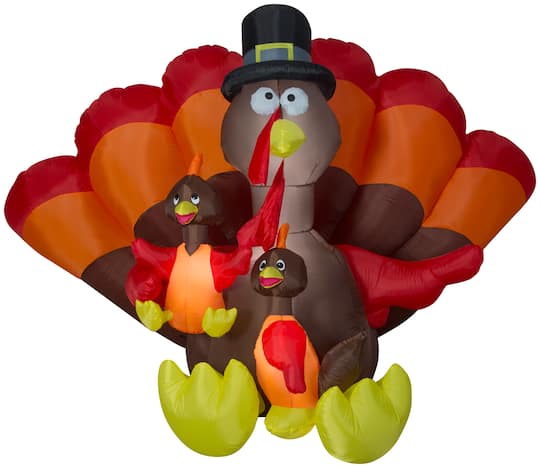 6ft. Airblown&#xAE; Inflatable Thanksgiving Turkey Family Scene